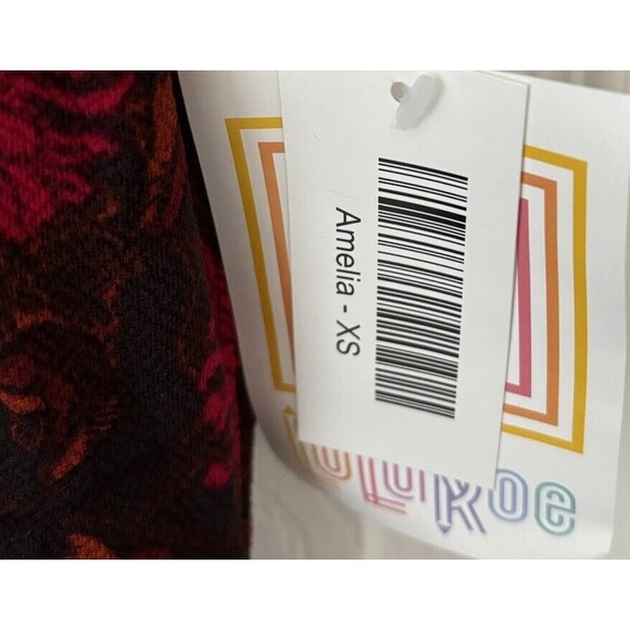 Lularoe Amelia Fit & Flare Stretch Dress Womens Size XS Pockets Zipper Red New - Picture 4 of 5